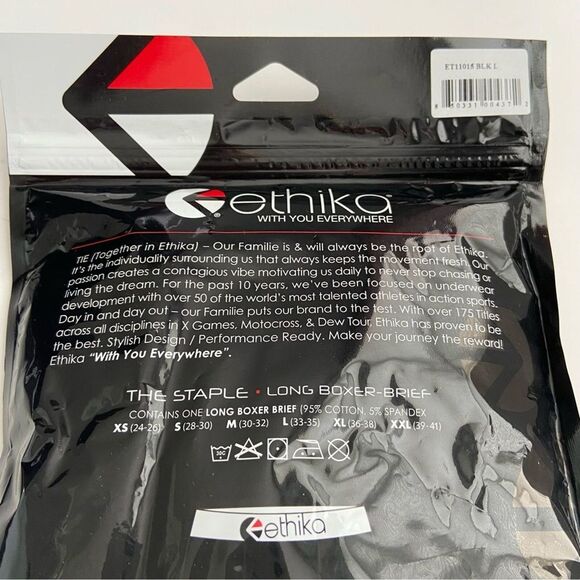 NEW TWO Red and Black Men's Ethika The Staple Long Boxer Brief Size L (33 - 35) - Picture 6 of 8